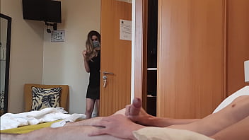 A hotel maid agrees to pleasure me after catching me exposing myself